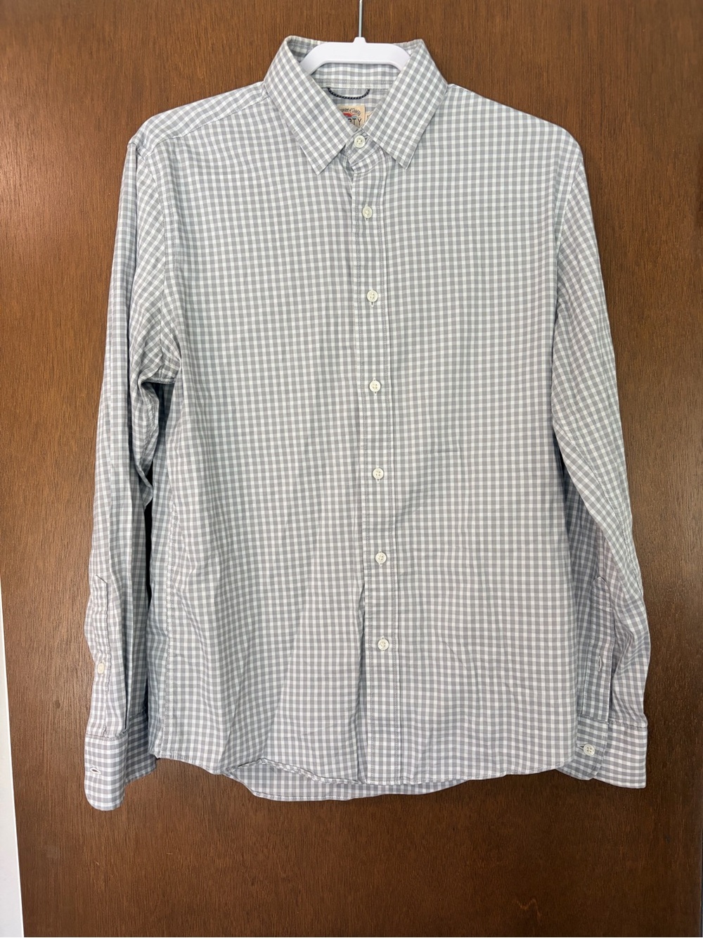 Faherty Blue and White Gingham Button-Down Shirt